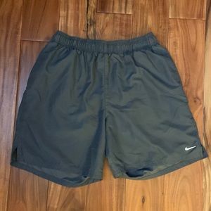Nike Men’s gray swim trunks shorts suit L large EUC